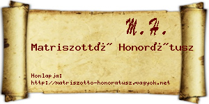 Matriszottó Honorátusz névjegykártya